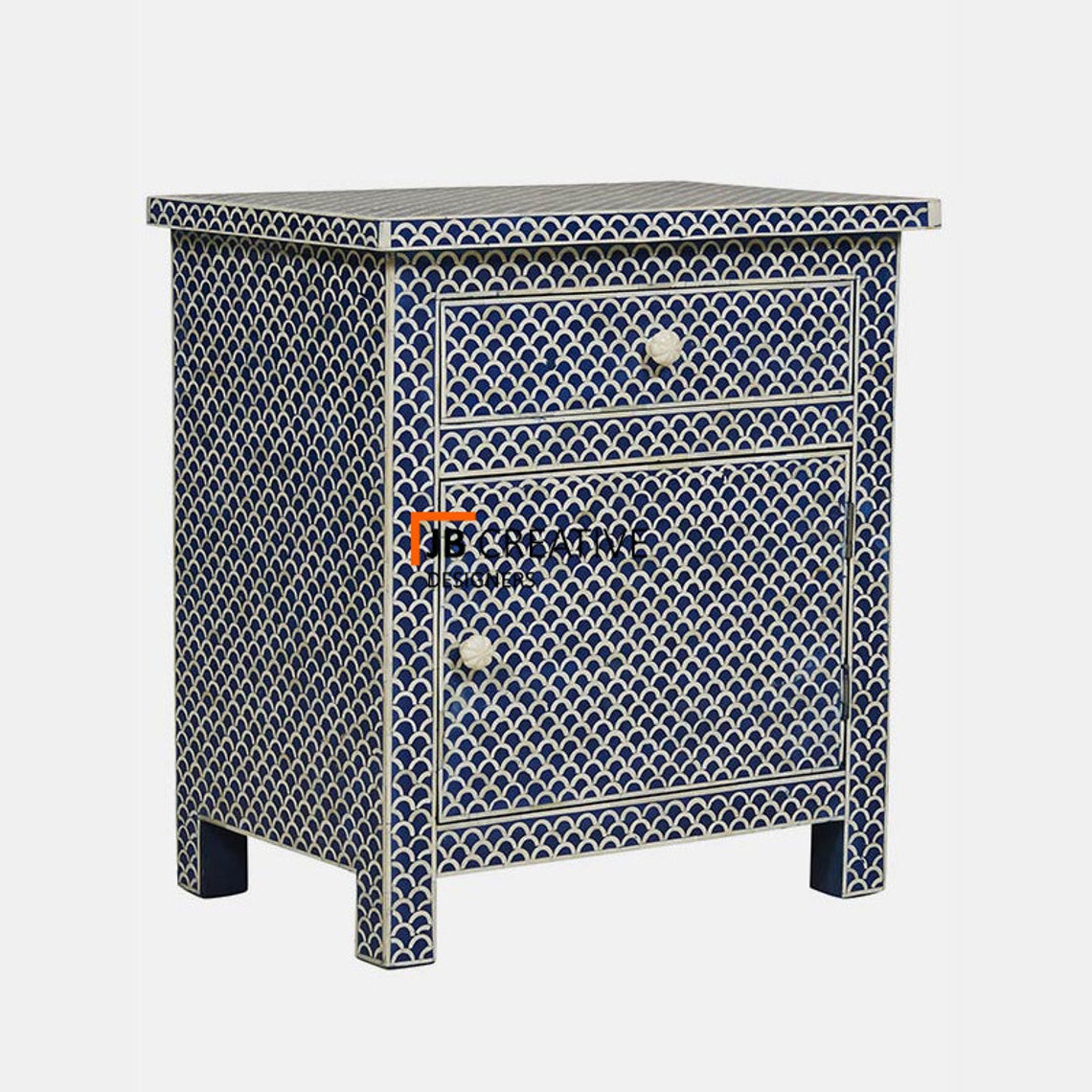 Bone Inlay Bedside Wooden Modern Nightstand Table Handmade Etsy