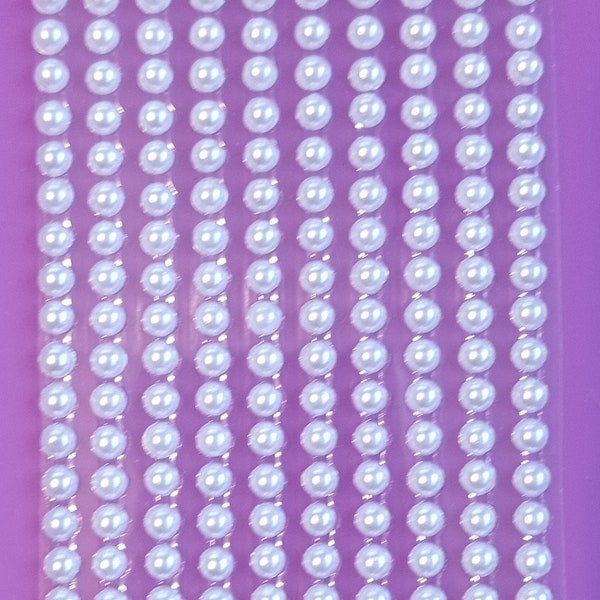 Demi-perles blanches rondes adhésives 4mm (packaging de 180 pcs)
