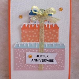 Carte: Joyeux Anniversaire, carte fait main plus enveloppe
