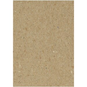 May include: A close-up of a brown textured paper surface. The paper has a speckled appearance with small flecks of white, black, and red.