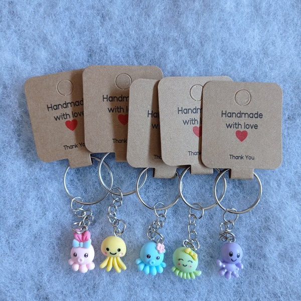 Cartoon octopus charm keyring in resin different colors (x1 unit)