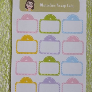 Planche de 12 stickers Etiquettes autocollants pour Planner