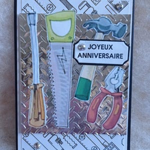 Carte: Joyeux Anniversaire, carte fait main plus enveloppe