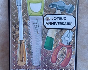 Carte: Joyeux Anniversaire, carte fait main plus enveloppe