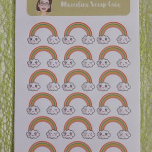 Planche de 18 stickers Arc en Ciel autocollants pour Planner