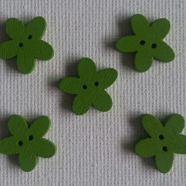 Boutons fleurs vert en bois