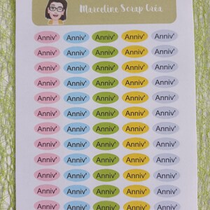 Planche de 65 stickers Anniversaire autocollants pour Planner
