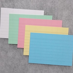 Grandes cartes/fiches de Notes lignées de 2 côtés (+/- 40 pcs)