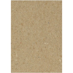 May include: A close-up of a brown textured paper surface. The paper has a speckled appearance with small flecks of white, black, and red.