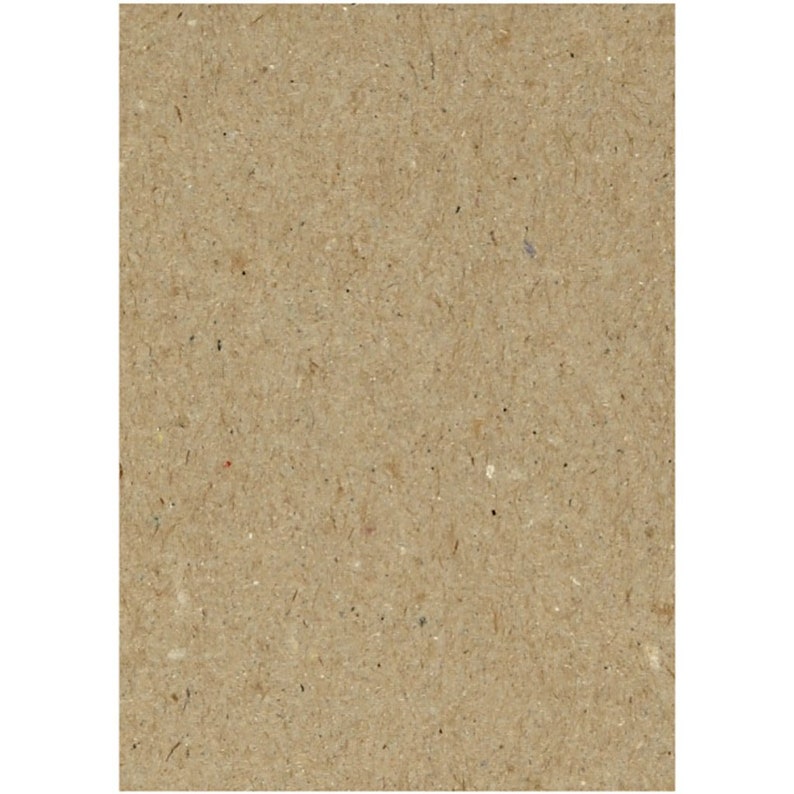 May include: A close-up of a brown textured paper surface. The paper has a speckled appearance with small flecks of white, black, and red.