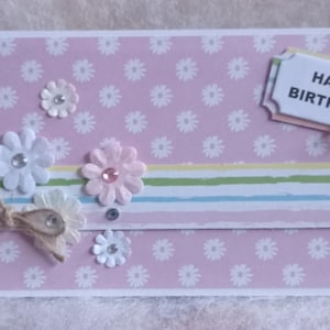 Carte: Happy Birthday, carte fait main plus enveloppe