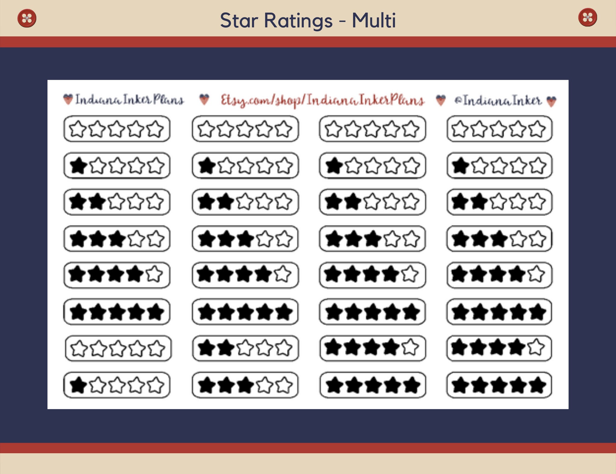 Star Rating Stickers, 5 Star Rating, Blank Star Rating, Planner ...