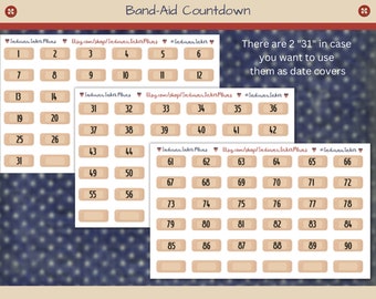 Bandage Countdown Stickers, Date Covers, Planner Stickers, Medical Stickers, Surgery Countdown, Medical Countdown, 30 Days, 60 Days, 90 Days