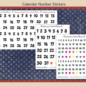 Black Number Stickers, Calendar Stickers, Functional Stickers, Planning Stickers, Journaling, Mini Black Numbers, Date Stickers