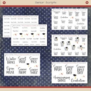 Senior Scripts, Graduation Stickers, Senior Day, Senior Pics, Decorative Planning, School Stickers, Graduate, Senior Prom,  High School