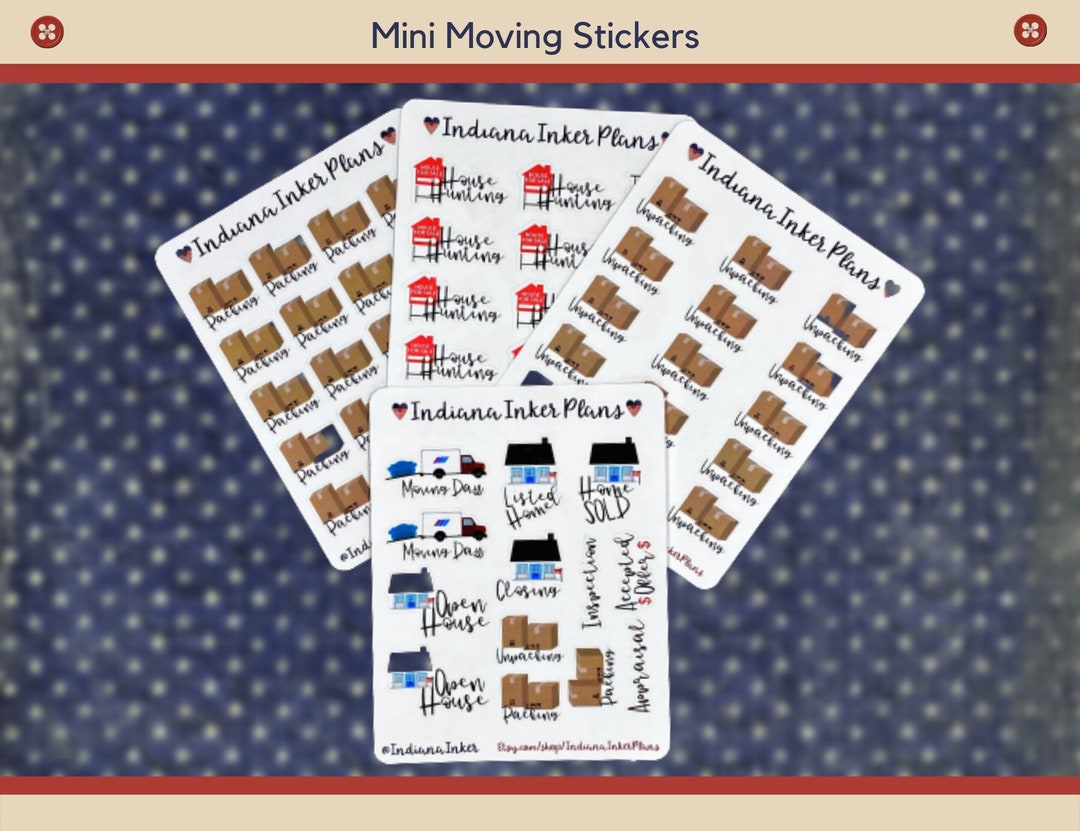 Moving Planner Stickers, House Hunting, Packing Stickers, Unpacking - Etsy