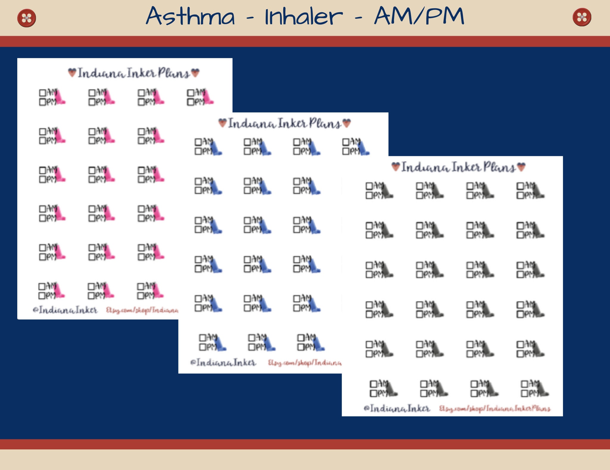 Asthma Stickers, Inhaler Stickers, Rescue Inhaler, Medical, Planner ...