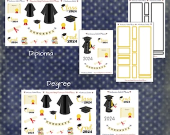 Graduation Diploma and Degree Planner Stickers, Class of 2024, Decorative Planning, School Stickers, Graduate, College, High School