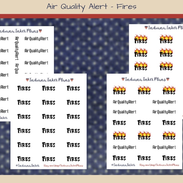 Air Quality Alert Stickers, Fires, Weather Stickers, Planner Stickers, Weather Tracking