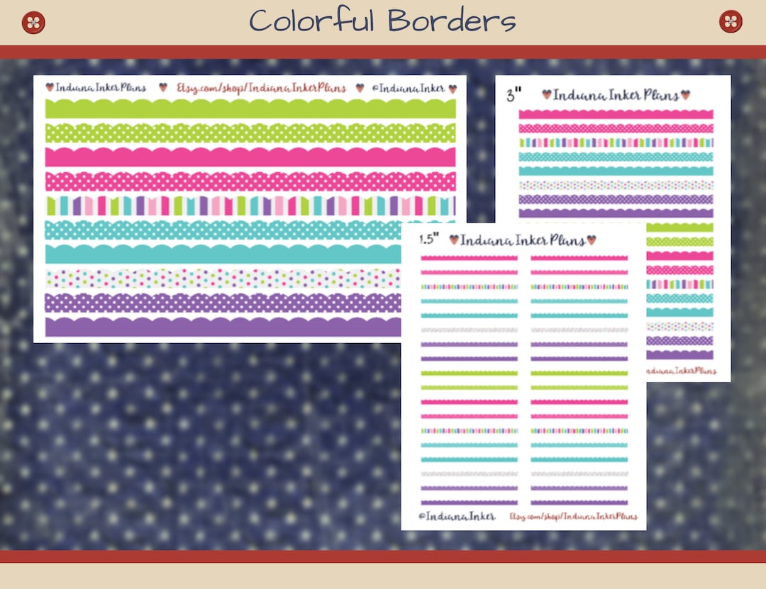 Colorful Border Stickers, Bright Colors, Sticker Strips, Decorative ...