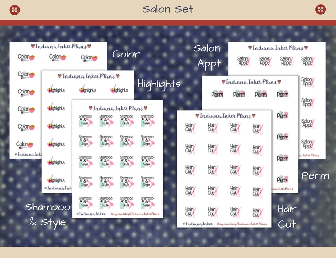 Salon Appointment Stickers, Hair Color, Hair Highlights, Hair Perm ...