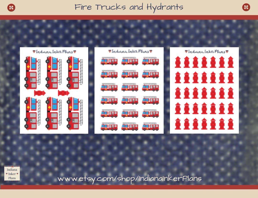 Hydrant Sticker Fire Trucks and Hydrants Stickers, Decorative Planning, Scrapbooking ...