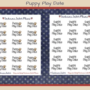 Puppy Play Date Stickers, Black Script, Functional Stickers, Planning Stickers, Scrapbooking