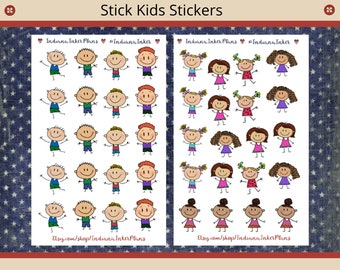 Stick Figure Kids Stickers, Boys, Girls, Stickers For A Cause