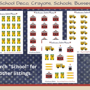School Busses, School Houses, Crayon Boxes, School Deco, Planner Stickers, Scrapbooking, School Stickers, Teachers, Students