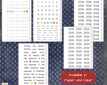Days of the Week, Months, Dates, Black Script Planner Stickers, Journal, Functional, Calendar Stickers, Punchable Sticker Sheets, 2025, 2026