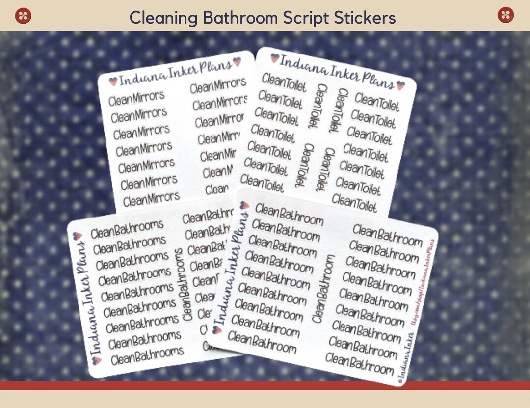 Cleaning Bathrooms Planner Stickers, Black Script Stickers, Decorative ...