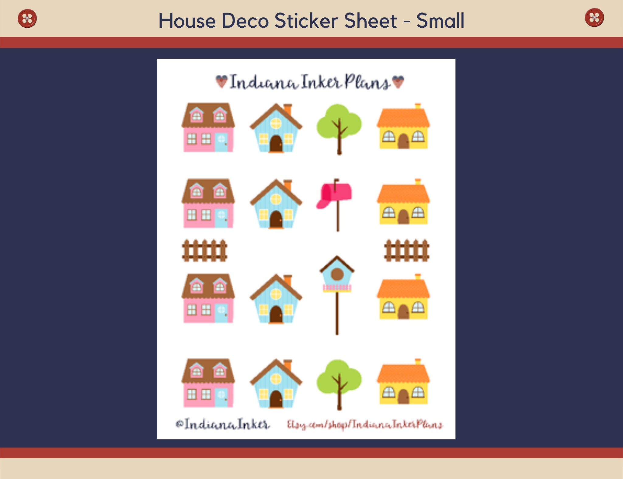 House and Flower Deco Stickers, Planner Stickers, Decorative Planning ...