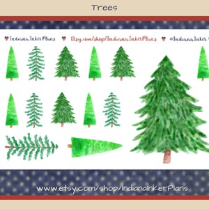 Tree Planner Stickers, Watercolor Trees, Journal, Notebook, Scrapbooking, Green Trees, Pine Trees, Planner Stickers, Crafting Stickers