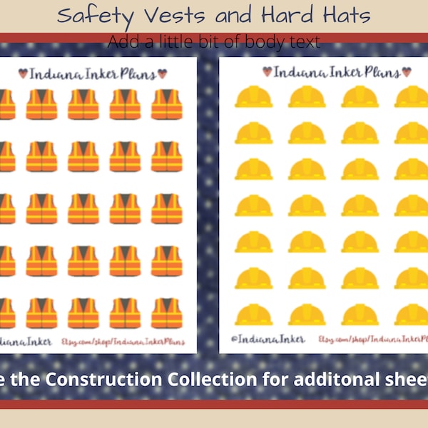 Hard Hats Stickers, Safety Vests, Planner Stickers, Scrapbooking, Construction, Heavy Equipment, Safety, PPE