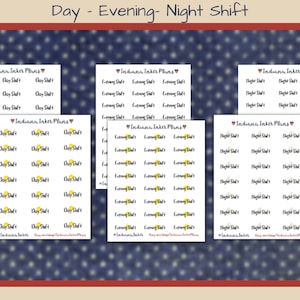 Day Shift Stickers, Evening Shift, Night Shift, Planner Stickers, Work