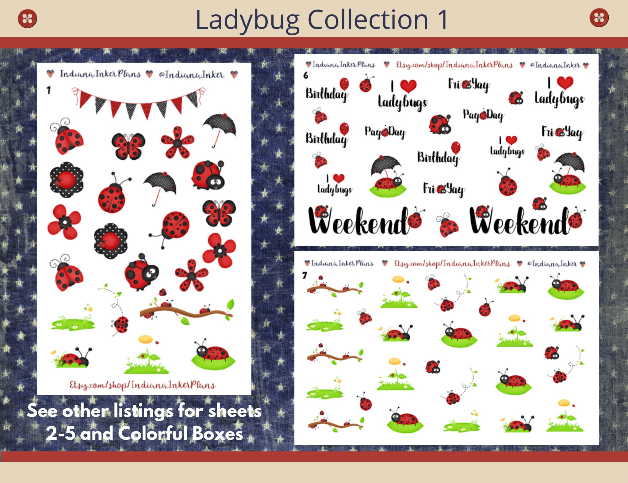 Ladybug Stickers, Sunflower Stickers, Stickers For-laptop-journal
