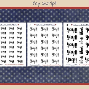 Yay Script Stickers, Decorative Planning, Black Script, Journaling, Scrapbooking