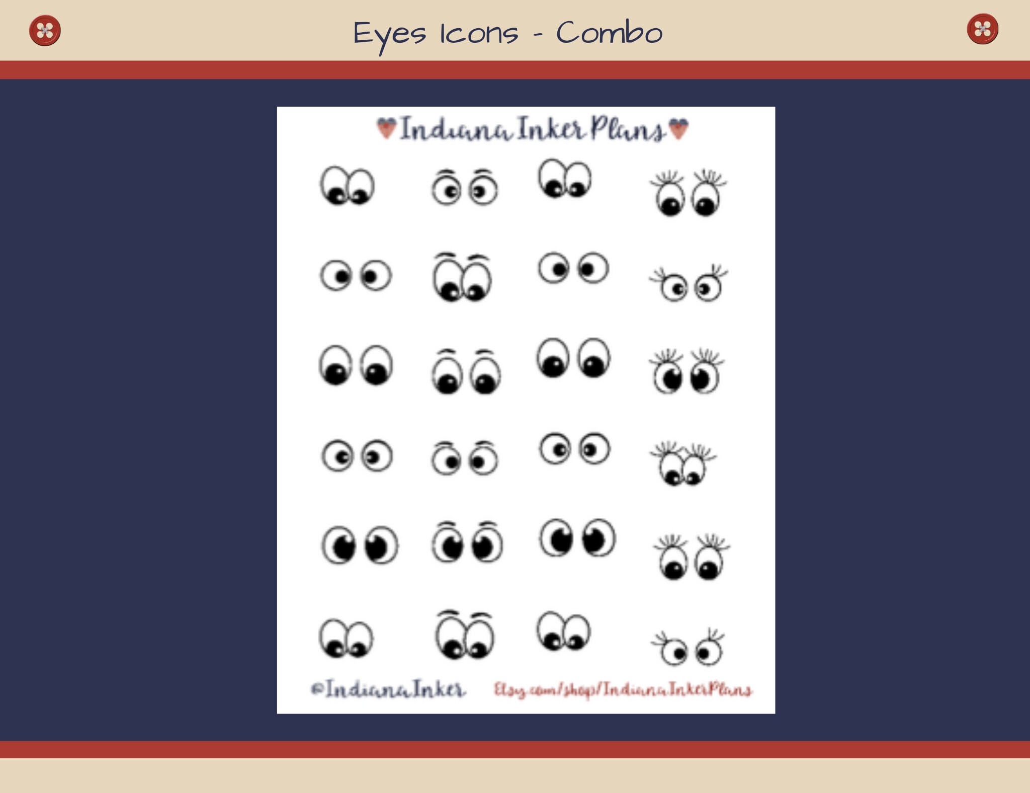 Sticker Eyes Simple Cute Eyes Icon Stickers, Planner Stickers, Decorative Planning ...