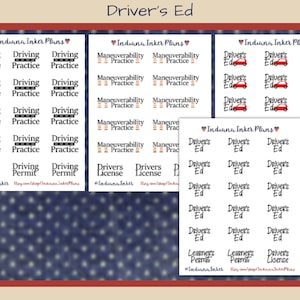 Driver&#39;s Ed Stickers, Black Script, Driving School, Planner Stickers, Decorative Planning, Journaling