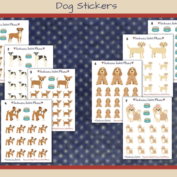 Dog Planner Stickers, Doggie Stickers, Pet Stickers, Dog Bowl, Journaling, Decorative Planning, Scrapbooking, Animal Stickers