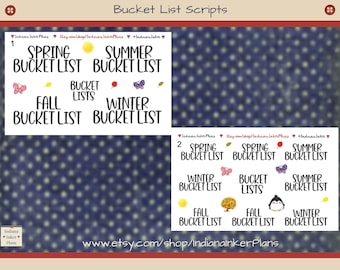 Seasonal Bucket List Stickers, Planning Stickers, Spring, Summer, Fall, Winter, Scrapbooking, Decorative Planning, Black Script