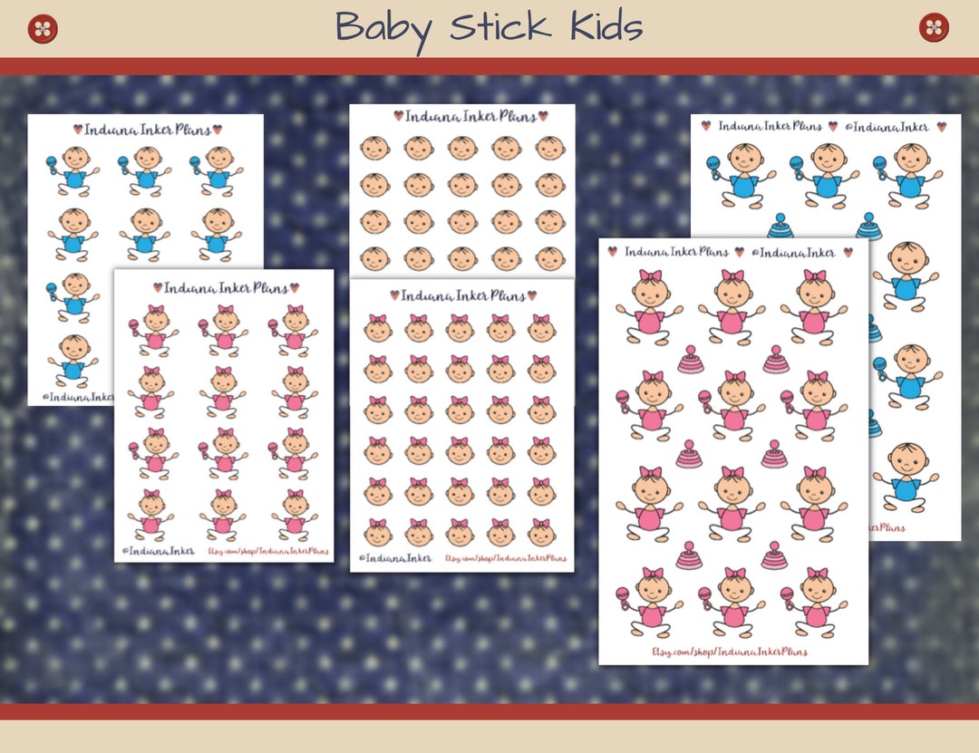 Stick Babies Stickers, Baby Boy, Baby Girl, Scrapbooking, Journaling ...