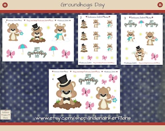 Groundhog Day Stickers, Groundhog, Planner Stickers, Scrapbooking