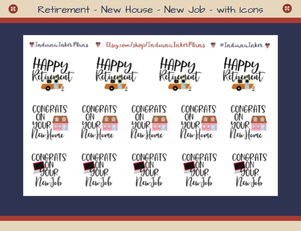 Happy Retirement Stickers Congrats on Your New Home Congrats Etsy