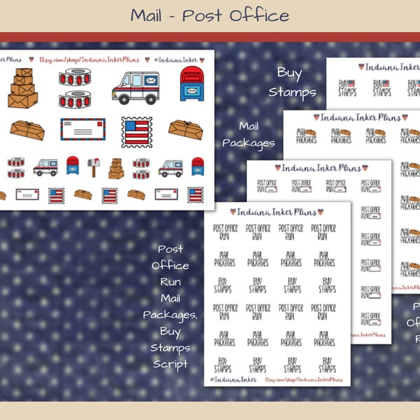 Post Office Stickers, Buy Stamps, Mail Packages, Post Office Run, Planner Stickers, Journaling, Scrapbooking