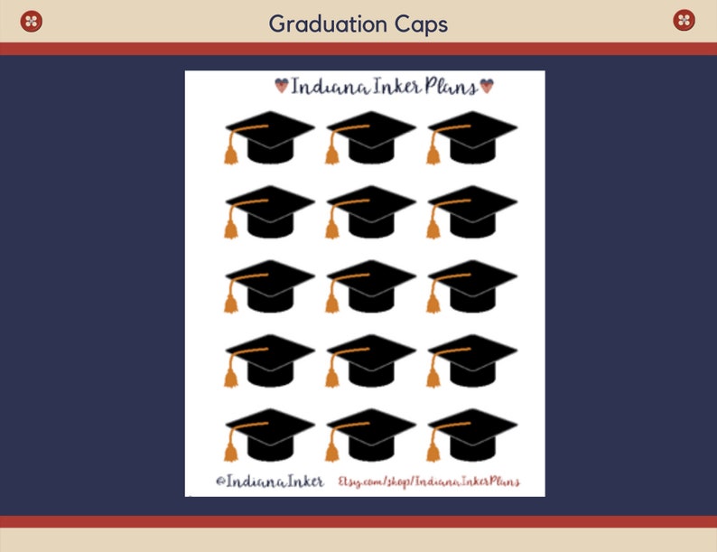 2026 Graduation Cap Planner Stickers, Plain, Envelope Seals ...