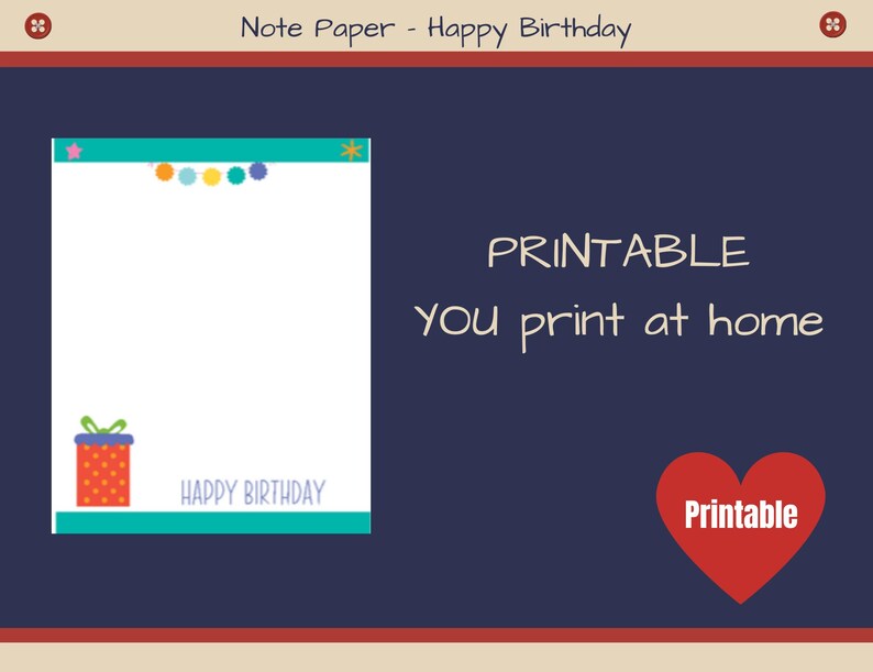 Note Paper, Set 2, Printable, Digital Files, PDF Format, Instant ...