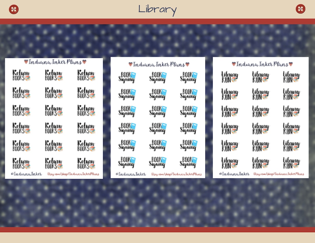 Library Planner Stickers, Book Signing, Library Run, Return Books ...