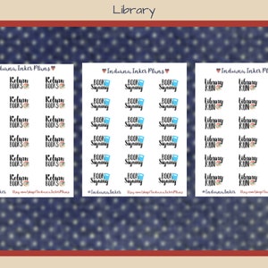 Library Planner Stickers, Book Signing, Library Run, Return Books, Decorative Planning,  Journaling, Scrapbooking