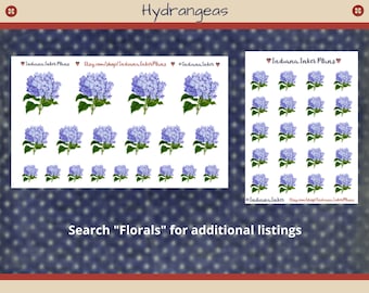 Hydrangeas Stickers, Decorative Planning, Journaling, Floral Stickers, Scrapbooking, Planner Stickers